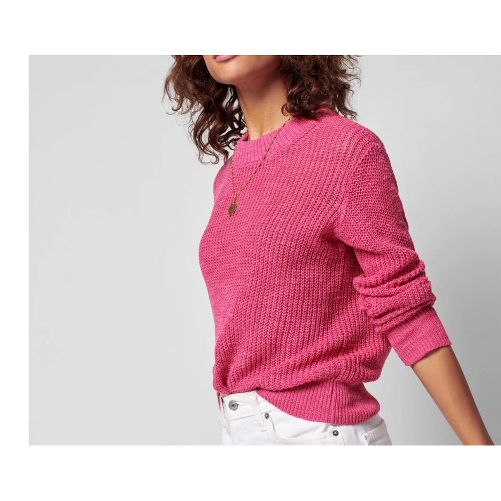 Faherty Miramar Linen Blend Sweater Pink Rose Size S Crew Neck